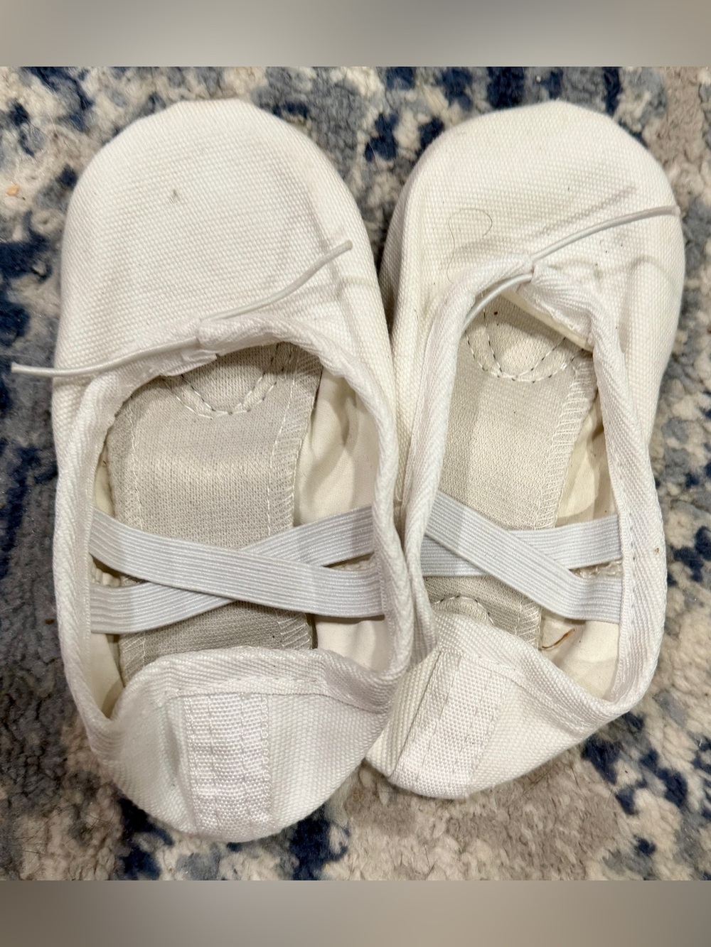 Kids White Canvas Ballet Flats with Elastic Cross Straps